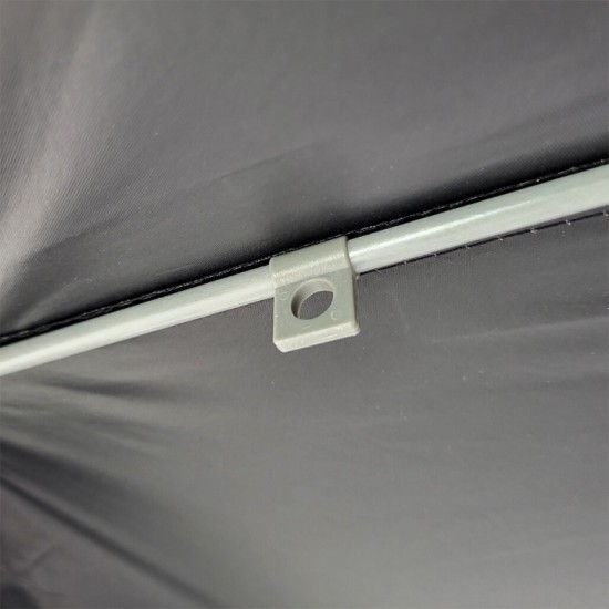 Folding Beach Umbrella with UV Protection – Summer Club Eden 225 (2.25m) Eden Beach Umbrella with a 225cm diameter, aluminum pole, 10 fiberglass ribs, tilt mechanism, large wind vent, and UV+50 sun protection.