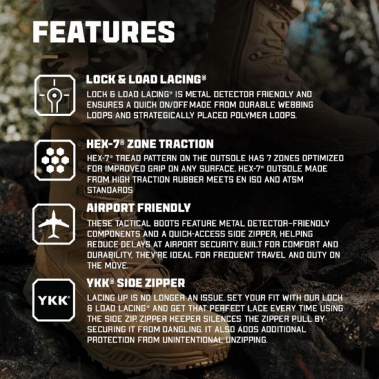 Brigade 8" Tactical Boots Zip Condor- Επιχειρησιακά Άρβυλα με YKK Zip & HEX-7®