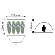 Οικογενειακή Σκηνή 4 Ατόμων Unigreen Bigfour Cubic 4 - M220-Π260-Υ190cm