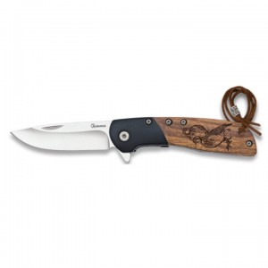 Albainox Zebra Wood Hunting Pocket Knife 6.7cm – Wooden Handle with Hunting Designs