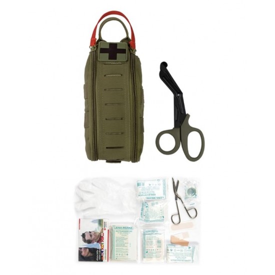 Φαρμακείο Molle Mil-Tec IFAK Rapid Pack 28 Pieces W/Scissors Ατομικό Κιτ Πρώτων Βοηθειών 28 Τεμαχίων Mil-Tec από Πολυεστέρα 700D με Επίστρωση PU, Σύστημα Ταχείας Ανάπτυξης