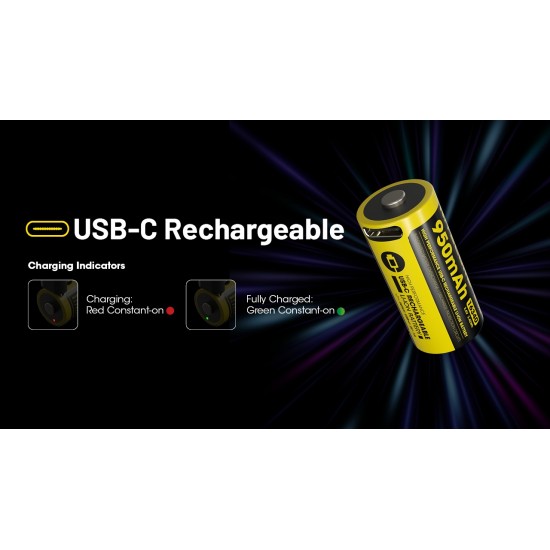 NITECORE 16340 950MAH USB-C NL169R