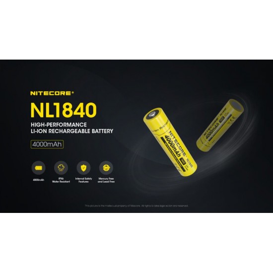 NITECORE 18650 NL1840 4000MAH BATTERY