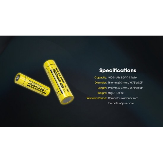NITECORE 18650 NL1840 4000MAH BATTERY