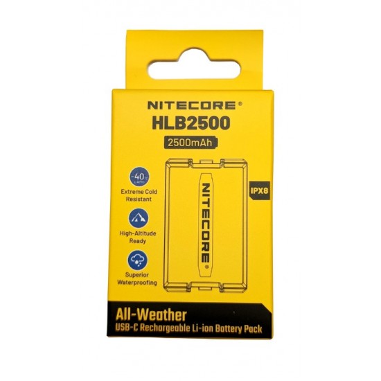 Nitecore 2500mAh Replacement Rechargeable Lithium-Ion Battery, Compatible with HA29 UHE & HA27 UHE Headlamps