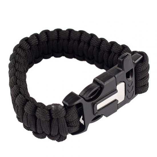 BLACK GOOD PARACORD BRACELET CAMPING SCRAPER WHISTLE FLINT FIRE STARTER  GEAR KIT ΑΞΕΣΟΥΑΡ OUTDOOR - ΥΠΑΙΘΡΙΑΣ ΕΠΙΒΙΩΣΗΣ