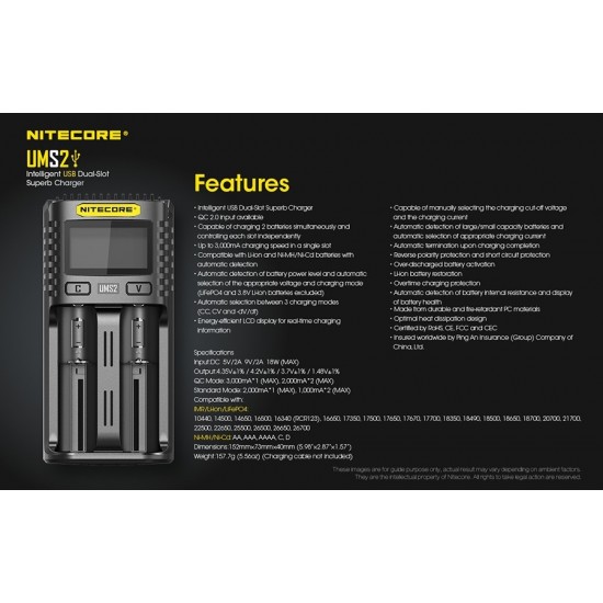 NITECORE UMS2 CHARGER NITECORE UMS2 CHARGER