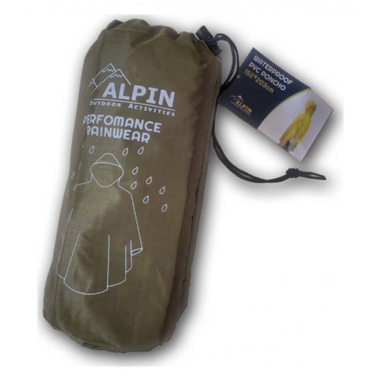 ΑΔΙΑΒΡΟΧΟ ΠΟΝΤΣΟ ALPIN RAIN PONCHO 210TPU XL 152Χ203CM PVC COATING