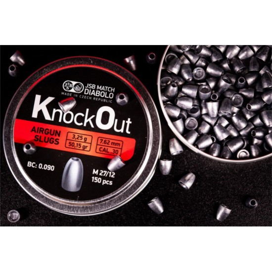 Βλήματα Αεροβόλου JSB KnockOut Slugs .30 (7.62mm) 50.15gr - Υψηλός Βαλλιστικός Συντελεστής
