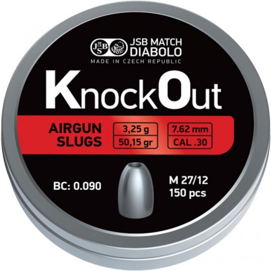 Βλήματα Αεροβόλου JSB KnockOut Slugs .30 (7.62mm) 50.15gr - Υψηλός Βαλλιστικός Συντελεστής
