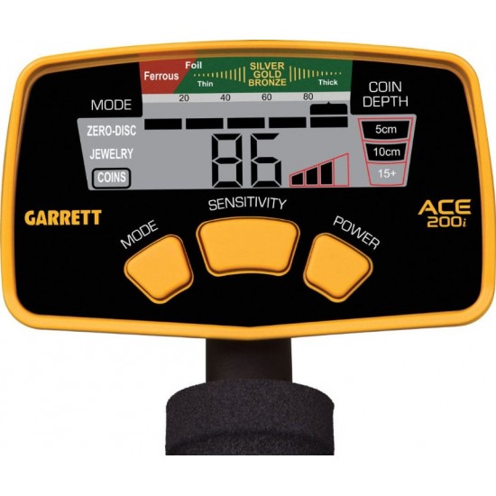Ανιχνευτής Μετάλλων Garrett ACE 200i 6,5x9" Garrett ACE 200i Ελαφρύς & εύκολος ανιχνευτής μετάλλων με δίσκο 6,5x9" Proformance. Διαθέτει ψηφιακή αναγνώριση στόχου 0-99, 6.5kHz & 3 λειτουργίες