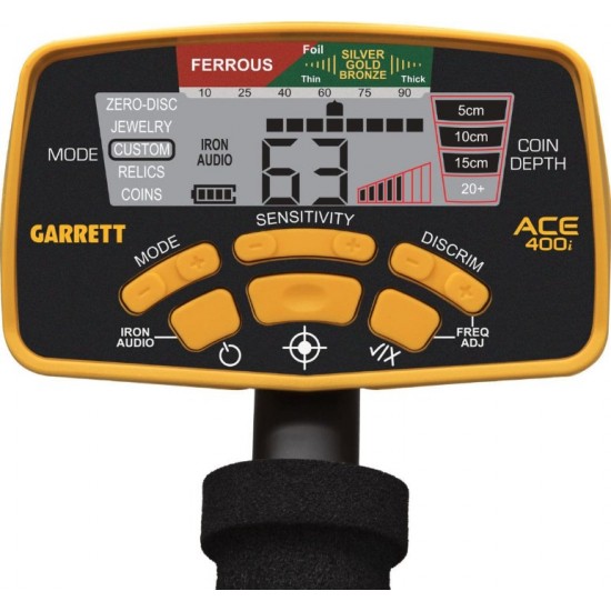 Ανιχνευτής Μετάλλων Garrett ACE 400i DD 8,5x11" Garrett ACE 400i Ανιχνευτής μετάλλων με δίσκο 8,5x11" DD Proformance. Διαθέτει Ήχο Σιδήρου (Iron Audio), Digital Target ID 0-99, 10kHz συχνότητα & αξεσουάρ