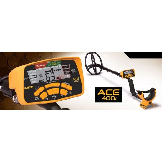 Ανιχνευτής Μετάλλων Garrett ACE 400i DD 8,5x11" Garrett ACE 400i Ανιχνευτής μετάλλων με δίσκο 8,5x11" DD Proformance. Διαθέτει Ήχο Σιδήρου (Iron Audio), Digital Target ID 0-99, 10kHz συχνότητα & αξεσουάρ