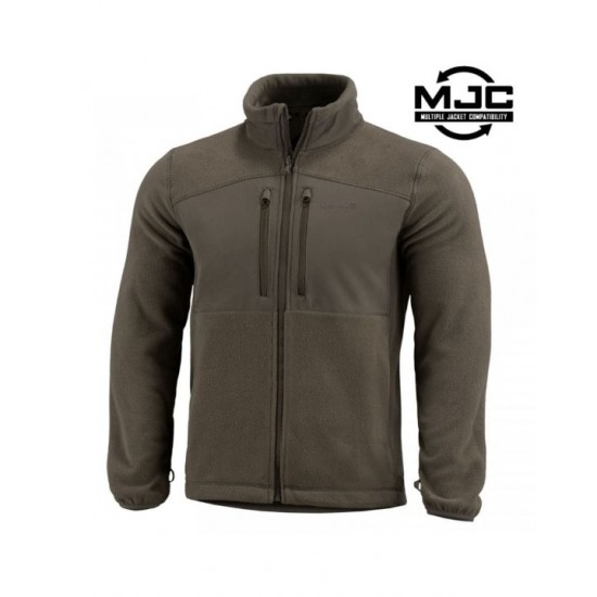 Technical Pentagon Ajax 2.5 fleece jacket (K08071) with 385GSM weight & high CLO thermal insulation. Monochromatic professional design, compatible with MJC system