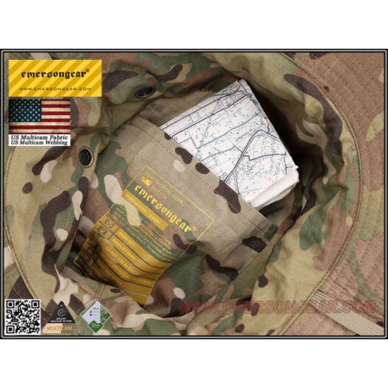 Επιχειρησιακό Καπέλο Στρογγυλό EmersonGear με Κωδικό EM9472MC, Ύφασμα Ριπ-Στοπ, Εσωτερική Κρυφή Θήκη Χάρτη και Ρυθμιζόμενο Ιμάντα Σαγονιού