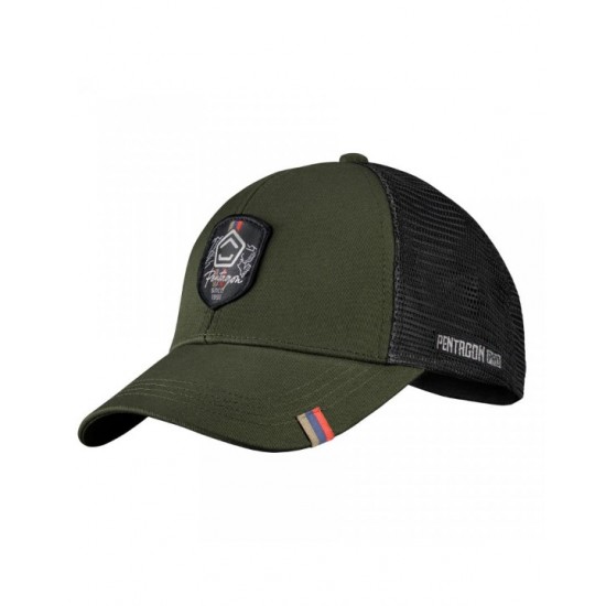 Καπέλο τζόκεϊ τύπου trucker Pentagon Revenant Cap. Με βαμβακερό μπροστινό μέρος, διχτυωτή φόδρα στο πίσω μέρος για αερισμό & εσωτερική πορτοκαλί επένδυση