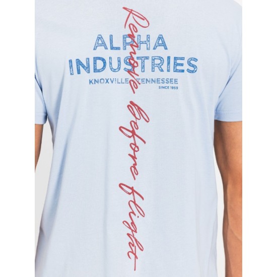 Alpha Industries Signature Backprint T - Ανδρική Μπλούζα με Κοντό Μανίκι Βαμβακερή με Στάμπα στην Πλάτη