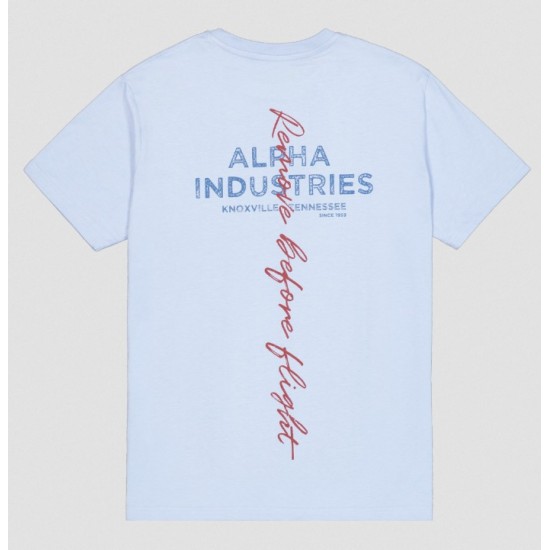 Alpha Industries Signature Backprint T - Ανδρική Μπλούζα με Κοντό Μανίκι Βαμβακερή με Στάμπα στην Πλάτη