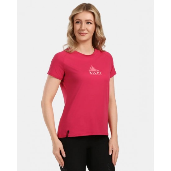 Women's Short Sleeve T-Shirt Kilpi Lismain-W - 1L0302KI Kilpi Lismain-W Technical Women's Sports T-Shirt Made from Quick-Drying OPTI-DRY Fabric with Nature-Inspired Pattern