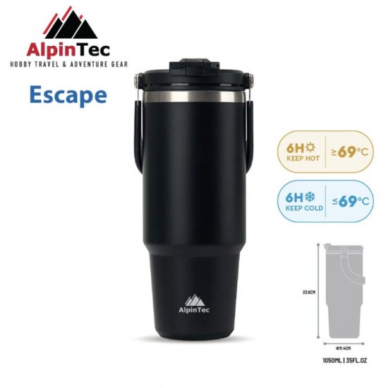 Θερμός Ποτήρι Ανοξείδωτο - Alpintec Escape Tumbler 1050ml Κορυφαίας ποιότητας ανοξείδωτο θερμός Alpintec Escape Tumbler 1050ml. Με μόνωση κενού αέρος, έξυπνο καπάκι 2-σε-1 με καλαμάκι, εργονομική λαβή και 100% BPA-Free
