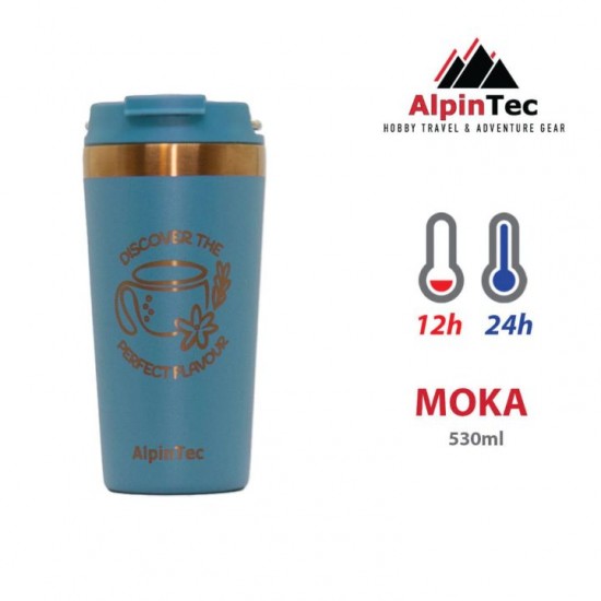 Θερμός Ποτήρι Ανοξείδωτο με Κεραμική Επίστρωση - Alpintec Moka 530ml Premium θερμός ποτήρι Alpintec Moka 530ml με εσωτερική κεραμική επίστρωση για αναλλοίωτη γεύση. 100% στεγανό, άνοιγμα με μια κίνηση και μόνωση 12/24 ώρες