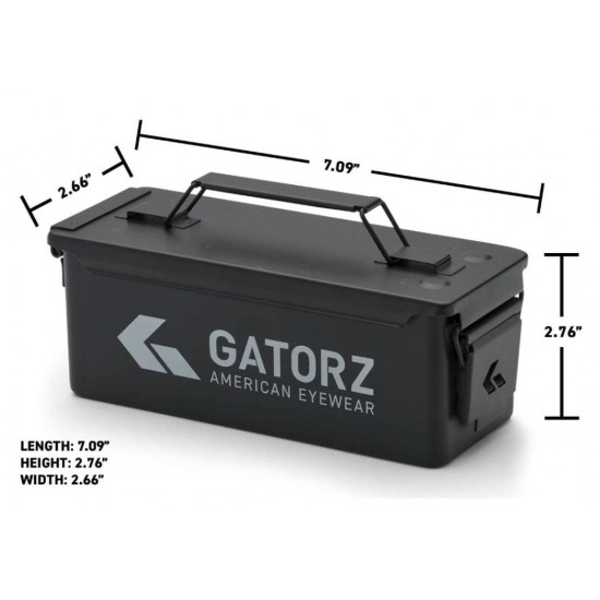 Μεταλλική αδιάβροχη θήκη γυαλιών Gatorz Ammo Can Case σε σχέδιο κουτιού πυρομαχικών. Διαθέτει αφαιρούμενο αφρώδες υλικό για απόλυτη προστασία των γυαλιών Gatorz