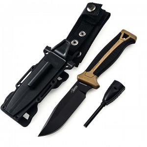 IronFang 2 Survival Knife – D2 Steel Full Tang with Fire Starter & Whistle - Alpin Outdoor