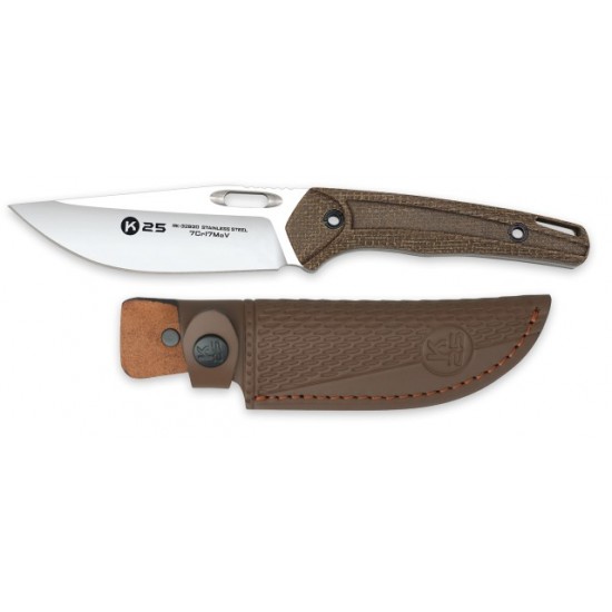 K25 Caramel Micarta 32820 - 110mm Blade & Leather Sheath