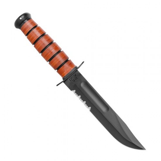 Μαχαίρι Ka-Bar 1219 Army The Legend Serrated Επιχειρησιακό μαχαίρι Ka-Bar 1219 Army The Legend Serrated. Λεπίδα Clip Point 178mm από ατσάλι 1095 Cro-Van, μερικά οδοντωτή, με δερμάτινη λαβή