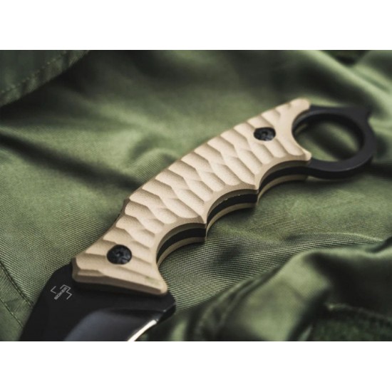 Μαχαίρι με θήκη Kydex - Boker Plus Spike Karambit Μαχαίρι σταθερής λεπίδας Boker Plus Spike Karambit (02BP0010). Λεπίδα 440A 10.2cm πάχους 5mm, full tang, λαβή G10 Khaki, δαχτυλίδι με spike & θήκη Kydex