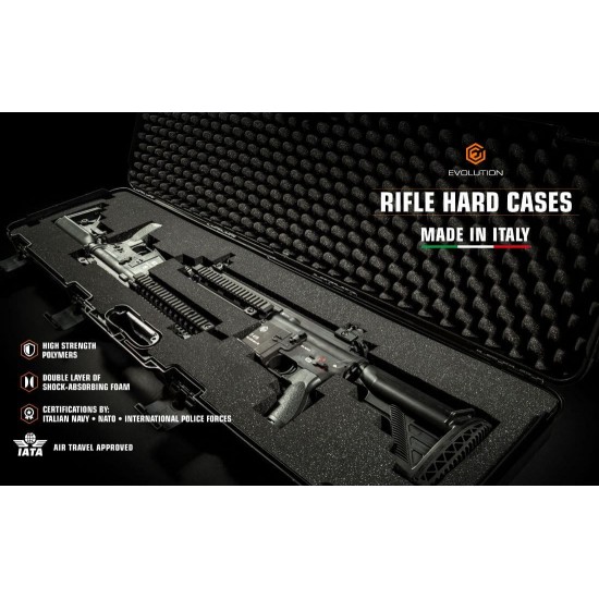 Βαλίτσα Όπλου Evolution Rifle Hard Case - Εσωτερική Διάσταση 90x33x10.5cm Ιταλική σκληρή θήκη όπλου Evolution Rifle Hard Case 90x33x10.5cm. Εξαιρετικά ανθεκτικά πολυμερή, αφρώδης επένδυση, υποδοχές για λουκέτο