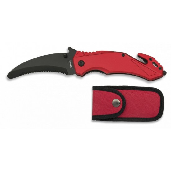 Σουγιάς Διάσωσης Ανοξείδωτος - Albainox Rescue Red 8.5cm Επιχειρησιακός σουγιάς διάσωσης Albainox Rescue Red με λεπίδα αλουμινίου 8.5cm από ατσάλι 3Cr13Mov. Διαθέτει κόπτη ζώνης, ακίδα θραύσης κρυστάλλων και θήκη Nylon