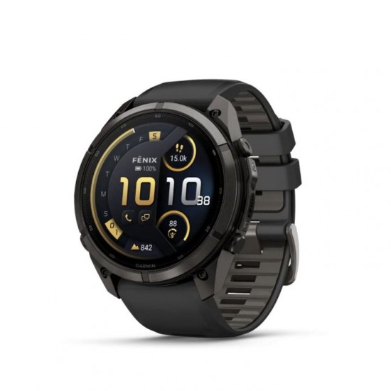 Ρολόι Smartwatch Garmin Fenix 9 Pro inReach - 51mm AMOLED Sapphire Carbon Gray DLC Titanium με Μαύρο & Pebble Gray Λουράκι Smartwatch Garmin fēnix 9 Pro inReach 51mm AMOLED Sapphire Carbon Gray DLC Titanium (GA-010-04337-11). Τεχνολογία δορυφορικής επικοινωνίας inReach, οθόνη AMOLED, πλαίσιο τιτανίου & φακός LED