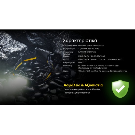 NITECORE CARBON BATTERY 12K HEADLAMP RUNTIME KIT