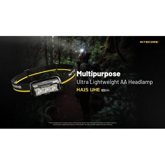 LED NITECORE HEADLAMP HA15 UHE LIGHTWEIGHT 400LUMENS