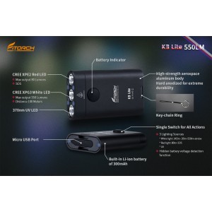 FITORCH K3 LED LIGHT KEYCHAIN ​​550LM HIGH LIGHT