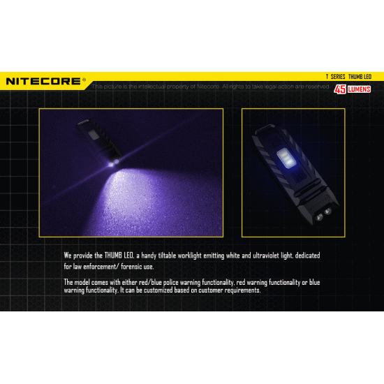 LED NITECORE THUMB RECHARGABLE 85 LUMENS