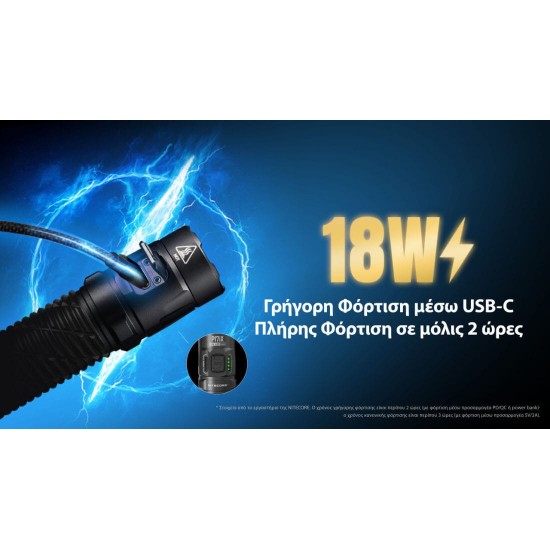 Professional Nitecore P17ix Flashlight with 4 x NiteLab M515S LEDs, 5000-Lumen Output, Strobe Ready™ Technology, and Rechargeable 21700i Battery