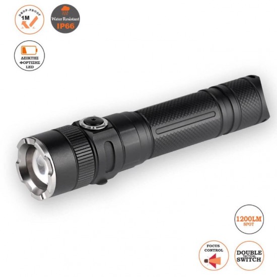 Φακός Alpin FOCUS+ 1200 Lumens 5000mah Συνεχές Επαναφορτιζόμενος εστιαζόμενος φακός Alpin FOCUS+ 1200Lm με συνεχές AC-DC φως. Διαθέτει 3X zoom, μπαταρία 5000mAh 21700, τεχνολογία ATC & θύρα USB-C