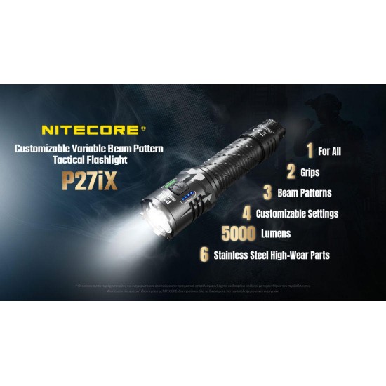 Nitecore P27iX - Rechargeable Flashlight with Variable Beam, LUMIN SHIELD® Technology & 430-Meter Range