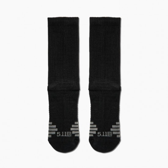 Κάλτσες Επιχειρησιακές - 5.11 Duty Ready Plus Crew Sock Επαγγελματικές Κάλτσες 5.11 Duty Ready Plus Πολυεστερικές με Ενισχυμένη Αντικραδασμική Προστασία, Υποστήριξη Καμάρας, Αντιιδρωτική Δράση και Διχτυωτή Ύφανση