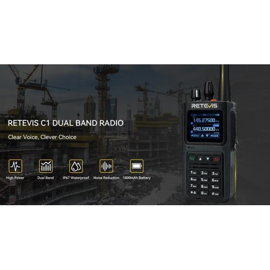 TRANSCEIVER RETEVIS C1 VHF/UHF WATERPROOF 5W