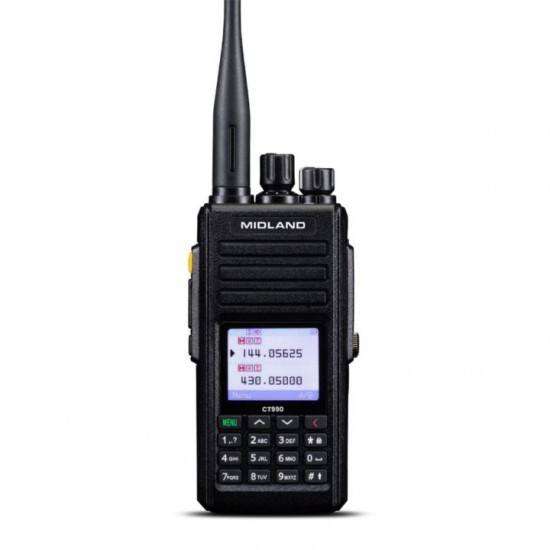 Ασύρματος Φορητός Πομποδέκτης VHF/UHF - Midland CT 990 EBR 10W IP67 Midland CT 990 EBR φορητός πομποδέκτης VHF/UHF. Ισχύς 10W, μπαταρία 3600mAh (21h αυτονομία), στεγανότητα IP67, οθόνη TFT & 2 κεραίες στη συσκευασία