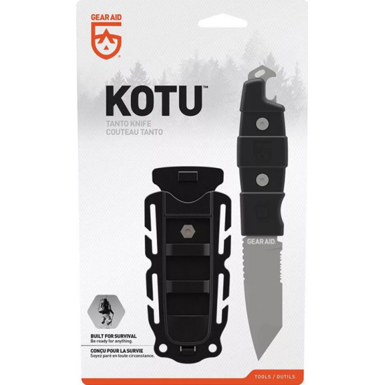 GEAR AID KOTU TANTO SURVIVAL KNIFE WITH TANTO BLACK SHEATH