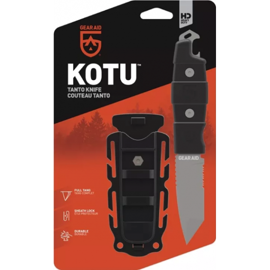 GEAR AID KOTU TANTO SURVIVAL KNIFE WITH TANTO BLACK SHEATH
