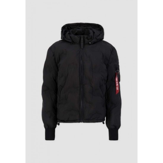 ΜΠΟΥΦΑΝ ALPHA INDUSTRIES HOODED LOGO PUFFER ΜΠΟΥΦΑΝ ALPHA INDUSTRIES HOODED LOGO PUFFER
