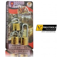 Pro-Tools 25mm Padlock Set (1 long shackle + 2 short) - Keyed Alike - 25T3