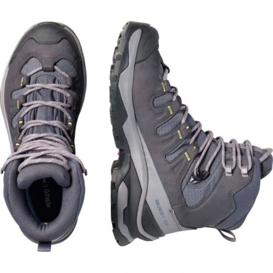 Γυναικεία Μποτάκια Ορειβατικά - Salomon Quest 5 GORE-TEX - Nine Iron/Excalibur/Endive Salomon Quest 5 GORE-TEX Γυναικεία ορειβατικά αρβύλα (Nine Iron/Excalibur/Endive). Αδιάβροχα με μεμβράνη GORE-TEX, σκελετό 4D Advanced Chassis™ & δέρμα Nubuck