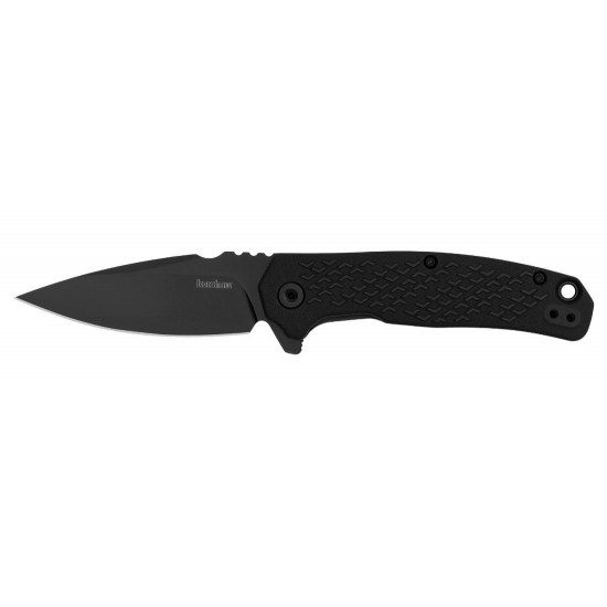 Kershaw Conduit Tactical Pocket Knife in Total Black Design, Featuring an 8Cr13MoV Spear Point Blade, Assisted Opening, and Ergonomic Glass-Filled Nylon Handle