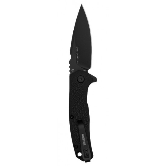Kershaw Conduit Tactical Pocket Knife in Total Black Design, Featuring an 8Cr13MoV Spear Point Blade, Assisted Opening, and Ergonomic Glass-Filled Nylon Handle